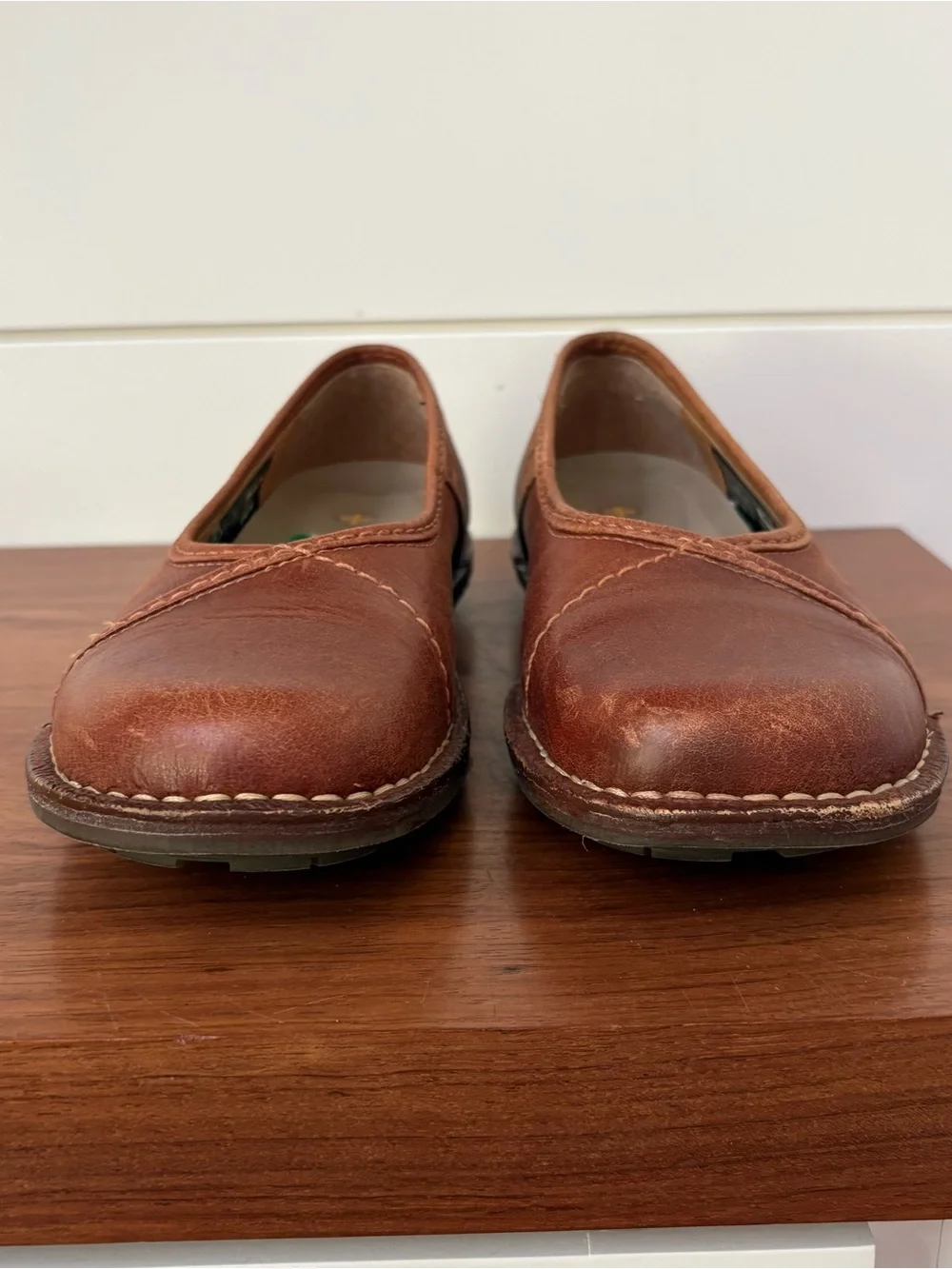 Vintage Dr. Martens Brown Leather Ballet Flats Shoes Sz 5 Slip Ons Classic Boho - Picture 3 of 9